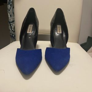 Steve Maddens only worn a few times! Blue velvet and black snakeskin in the back